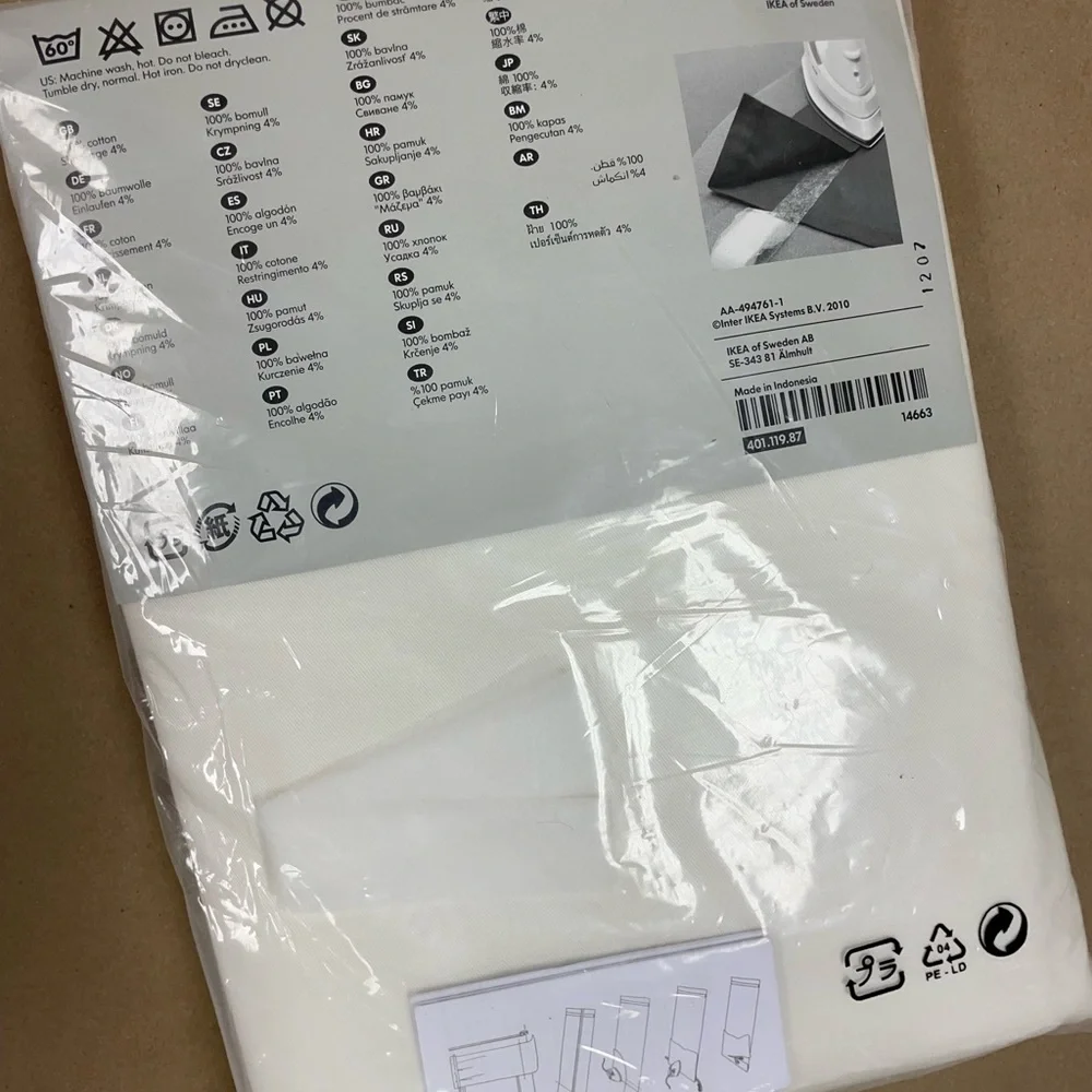 NWT IKEA Merete Curtains room darkening curtain pair 57”x98” off white cotton